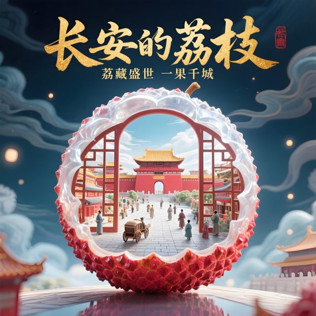 豆包生成长安的荔枝海报~附提示词