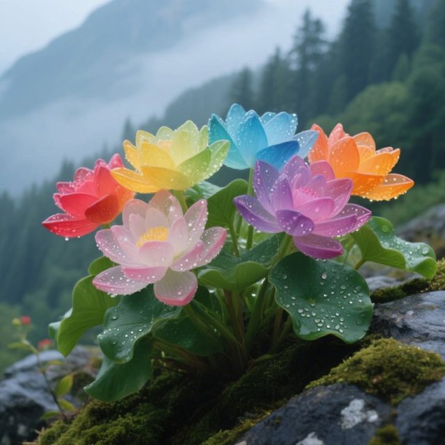 【豆包】一键生成逼真五颜六色的七色花