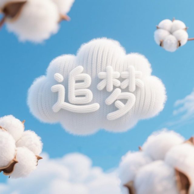 天空云朵针织棉花标题字体
