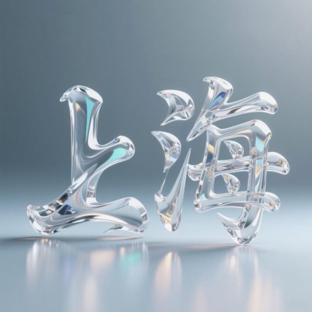 3D玻璃纹理透明树脂标题字体
