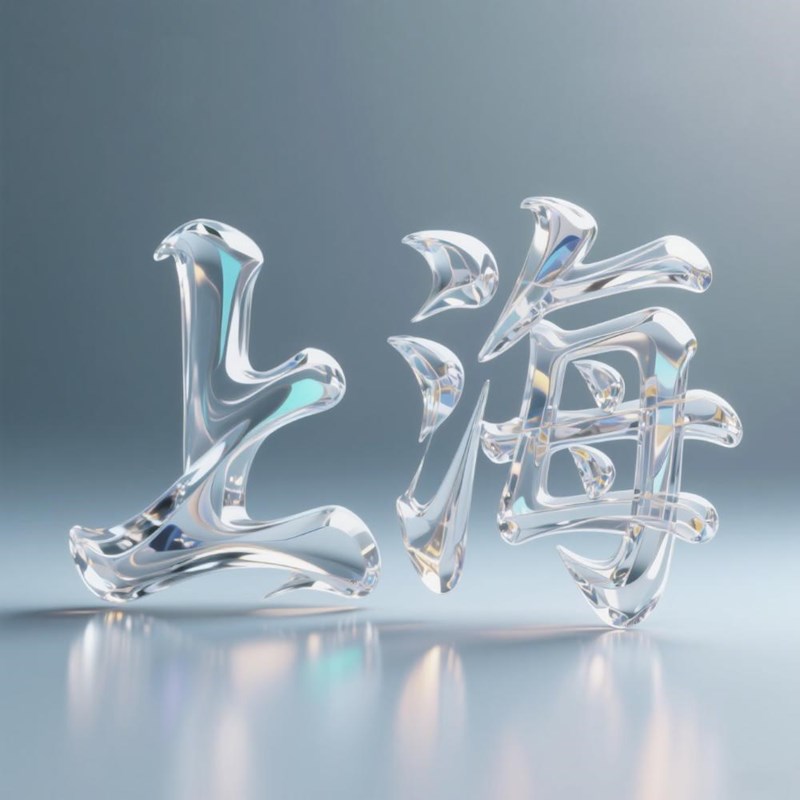 3D玻璃纹理透明树脂标题字体