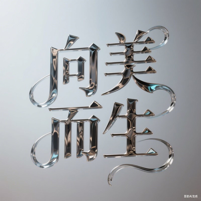 3D立体液态金属创意标题字体