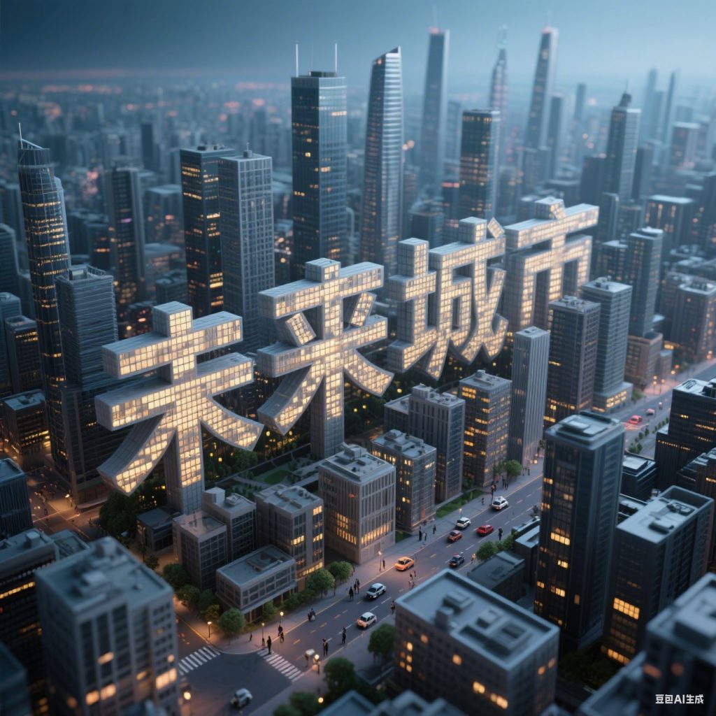 3D立体渲染城市创意标题字体