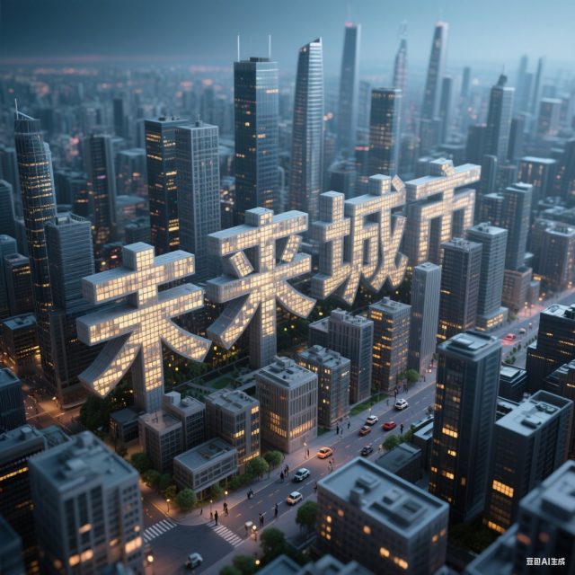 3D立体渲染城市创意标题字体