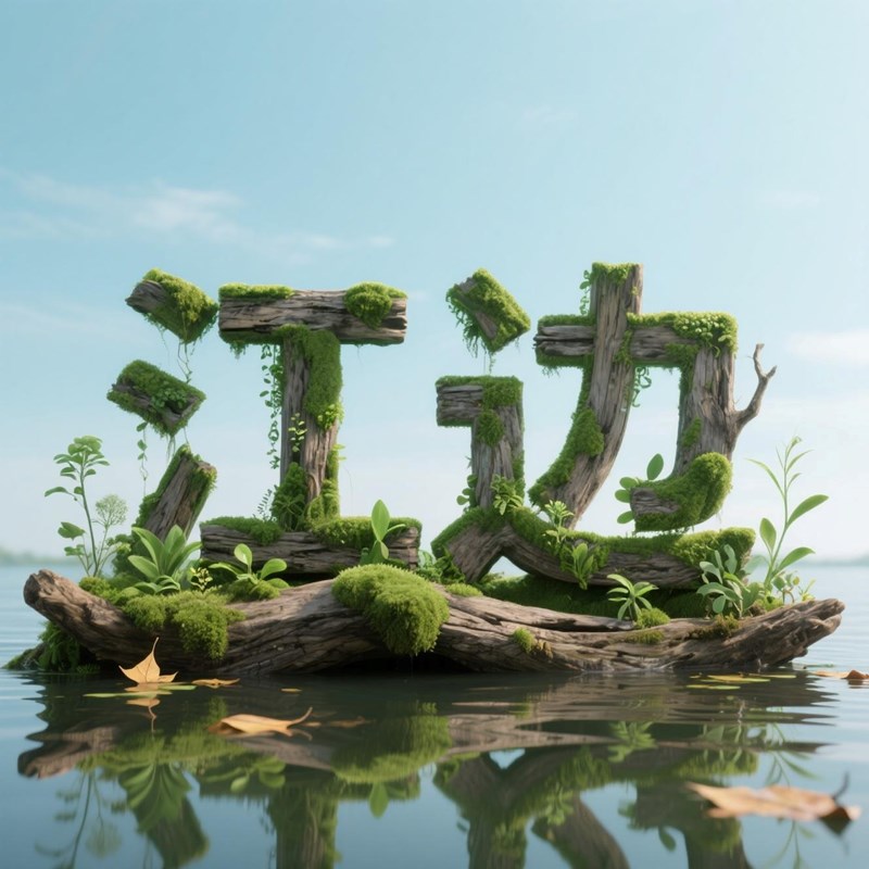 腐朽木头质感创意标题字体
