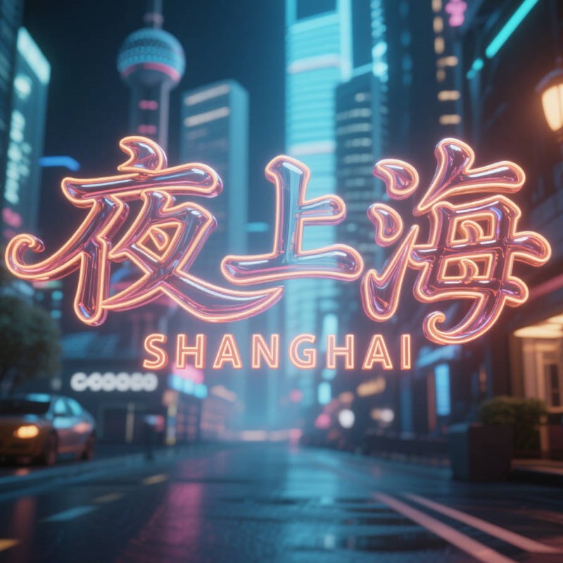 霓虹玻璃圆润流畅标题字体