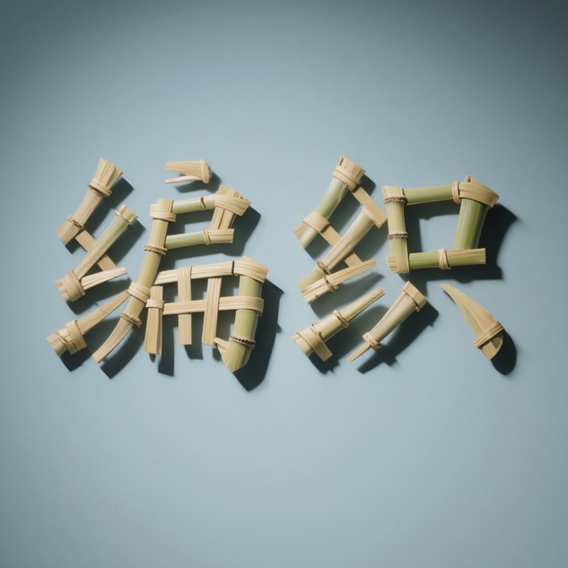 传统手工技艺竹编创意标题字体