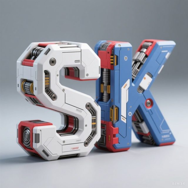立体机械高达数字创意标题字体