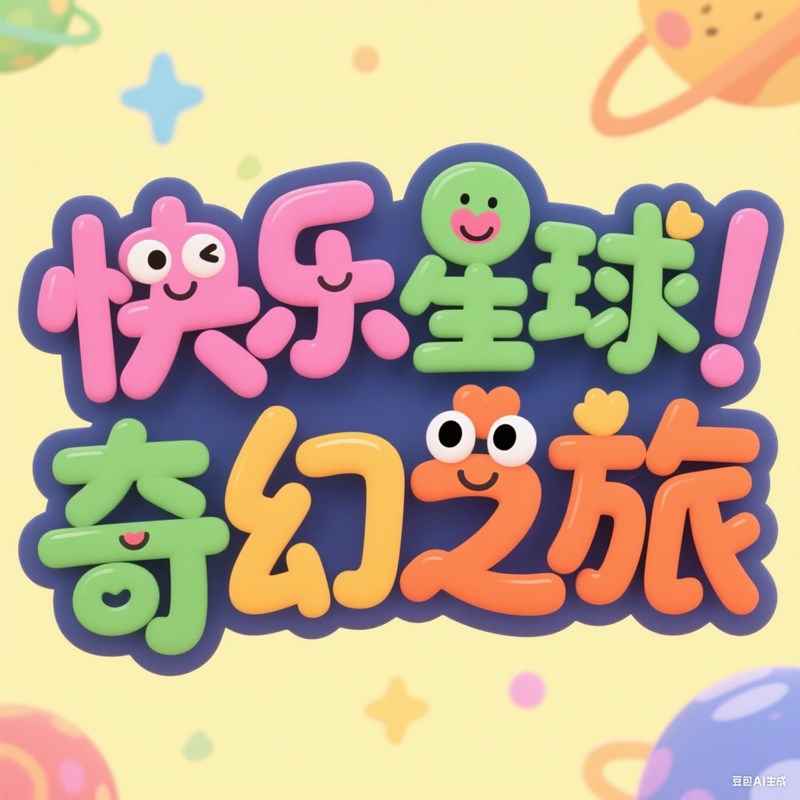 圆润童趣卡通立体质感创意标题字体