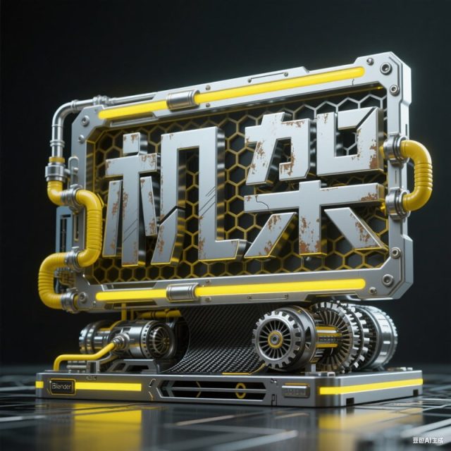 3D立体机械钛合金材质创意标题字体