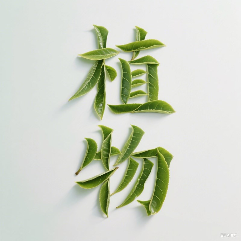 写实清新茶叶拼贴质感创意标题字体