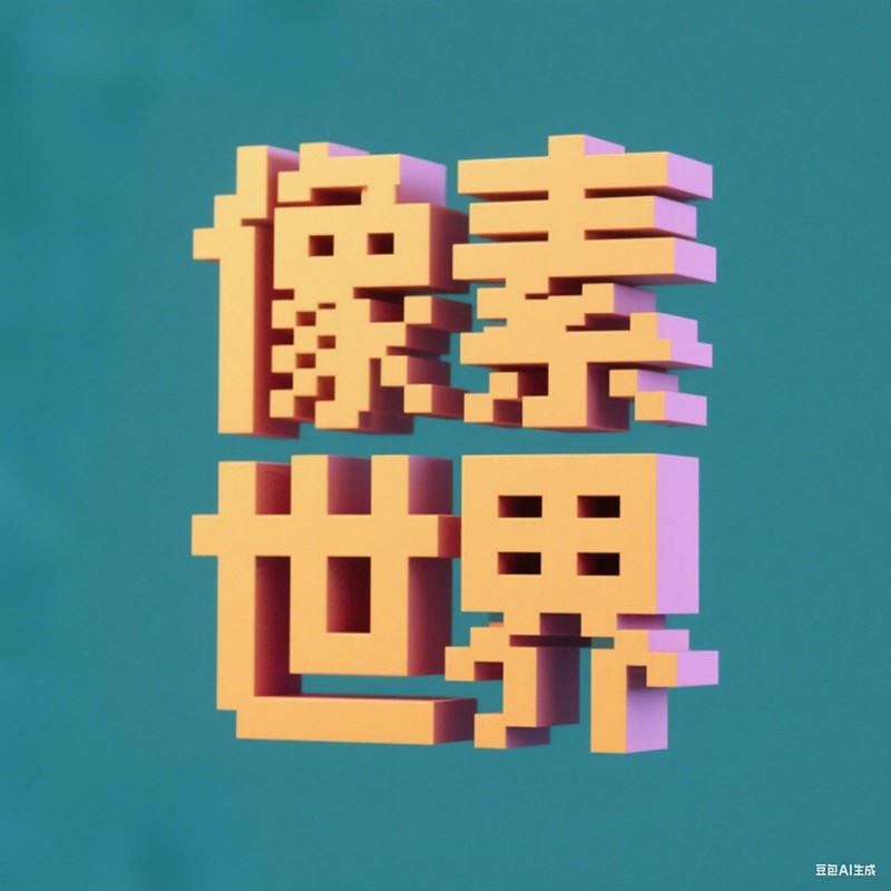 3D立体复古游戏像素风格创意标题字体