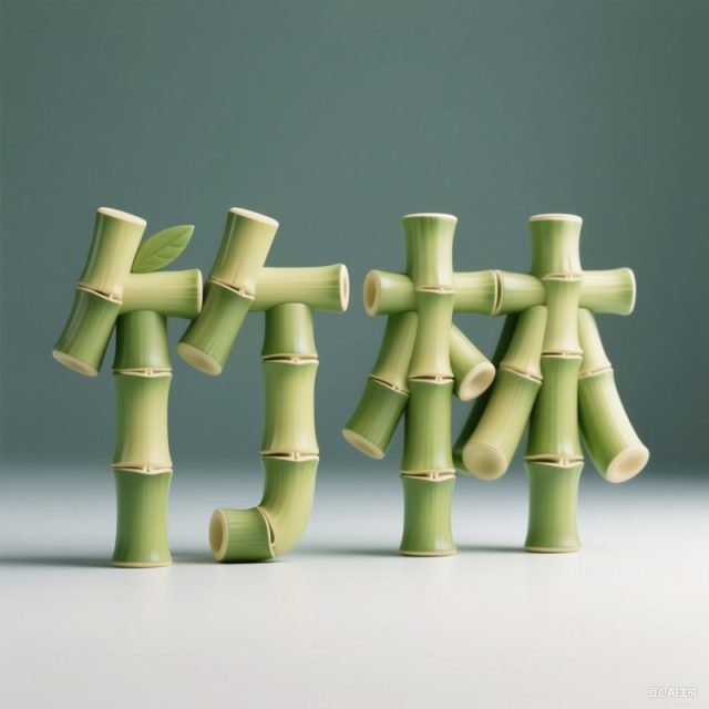 3D立体竹节材质创意标题字体