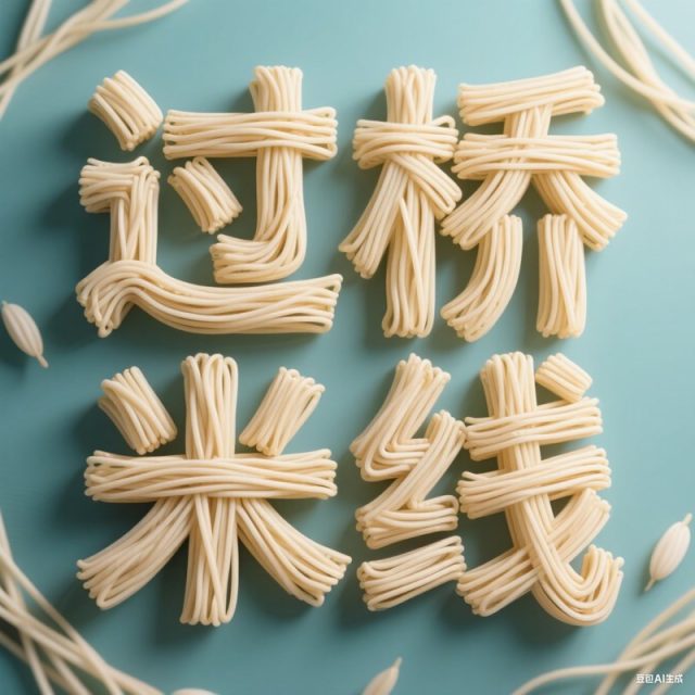 3D立体米线材质创意标题字体