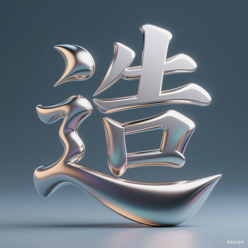 立体流动金属质感创意标题字体
