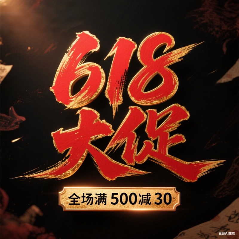 金箔书法笔触节日大促创意标题字体