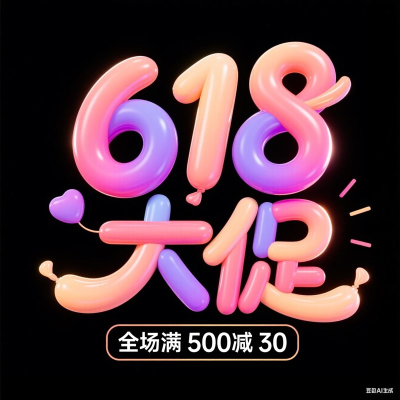 膨胀气球风格节日大促创意标题字体