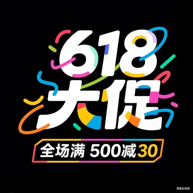 大胆色彩拼接风格节日大促创意标题字体