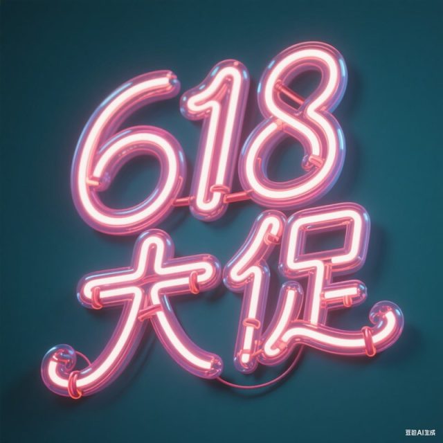 霓虹灯质质感节日大促创意标题字体