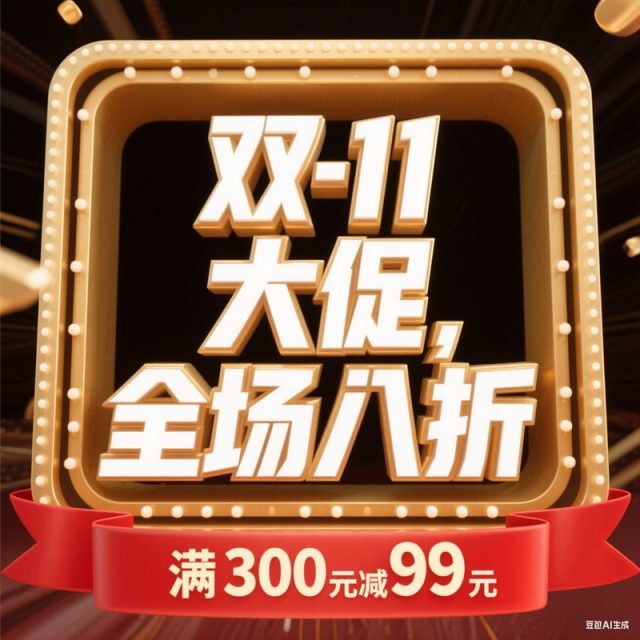 3D立体鎏金材质节日大促创意标题字体