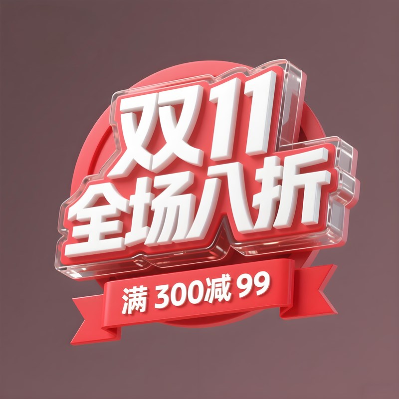 3D立体玻璃层材质节日大促创意标题字体