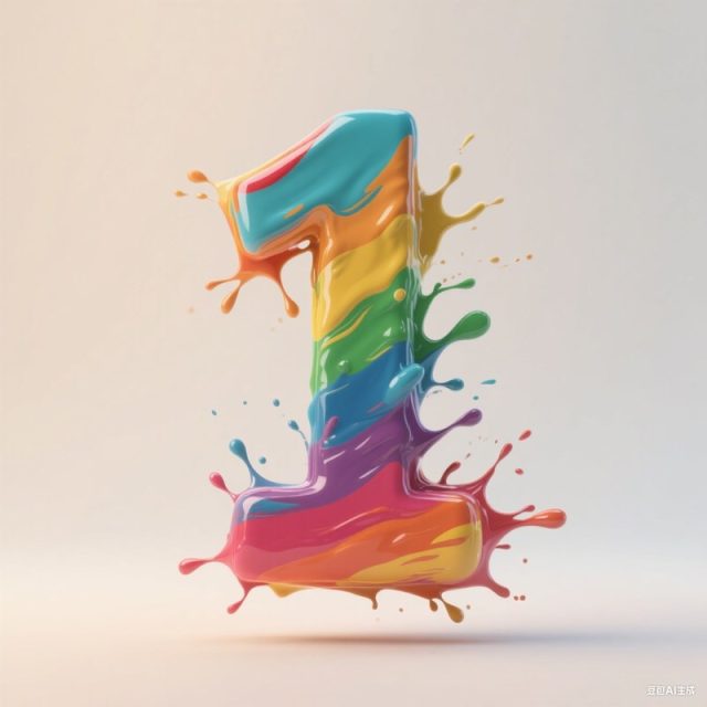 AI生成3D立体油漆数字~附提示词/咒语