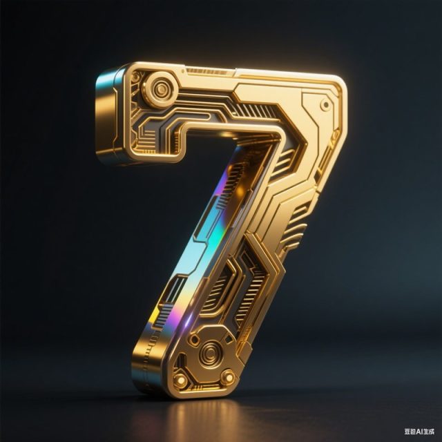 AI生成3D立体金属机械数字~附提示词/咒语