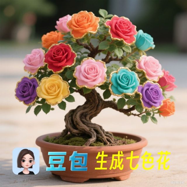 唯美的七色盆景树花朵