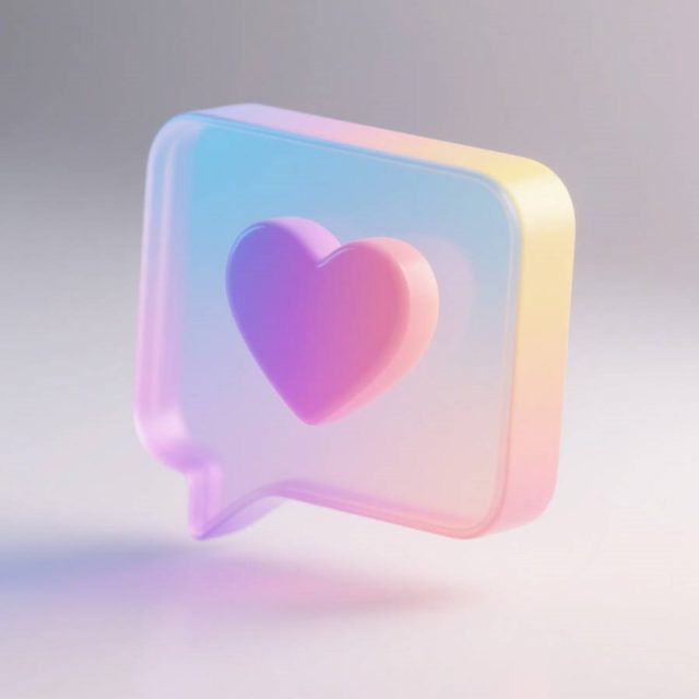 AI生成3D立体爱心对话框UI图标~附提示词/咒语