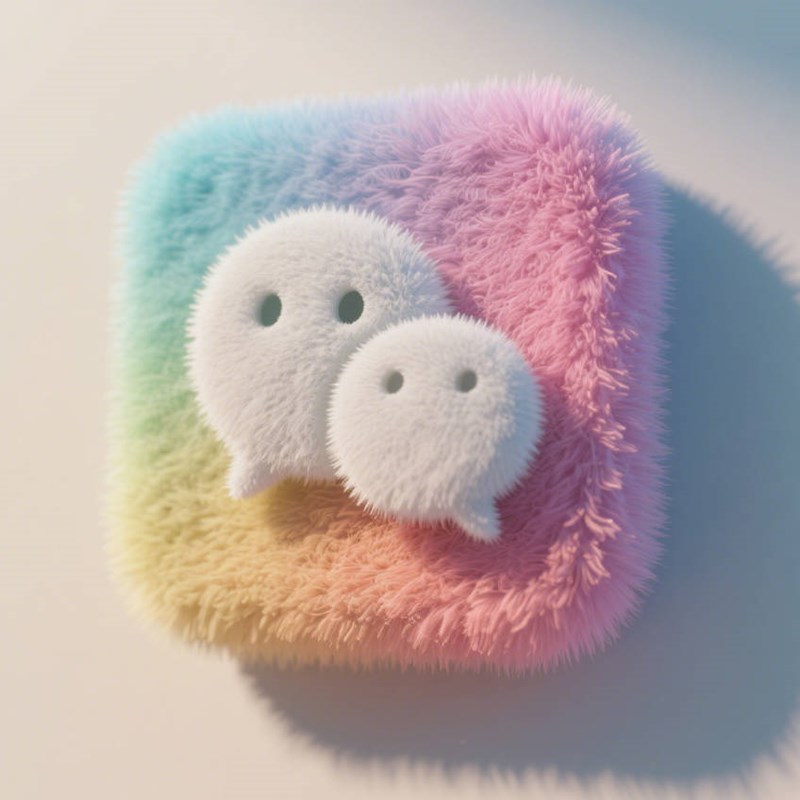 AI生成3D立体毛茸茸微信图标~附提示词/咒语