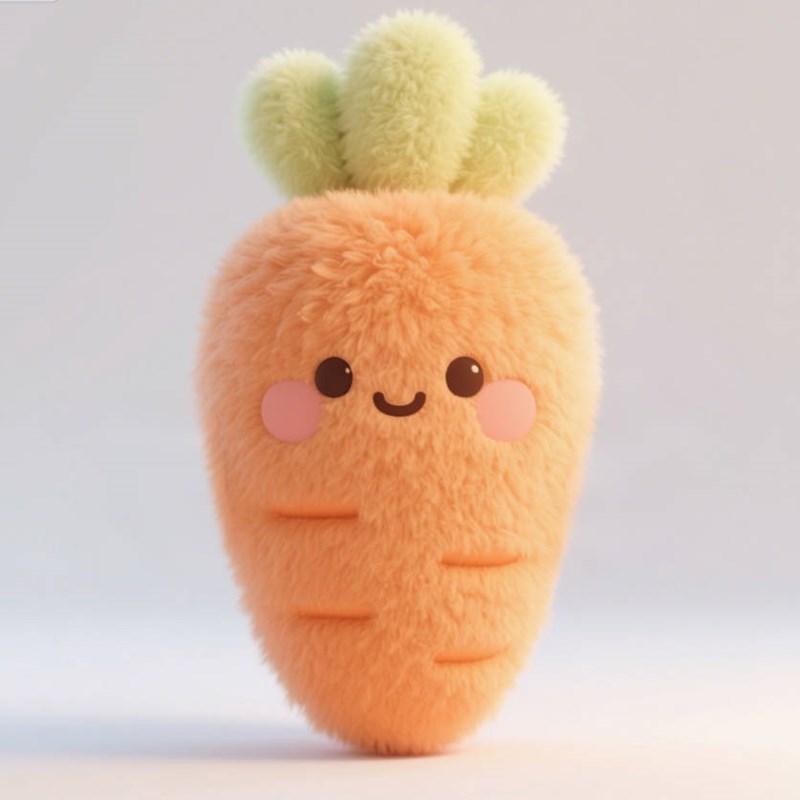 AI生成3D立体毛茸茸胡萝卜~附提示词/咒语