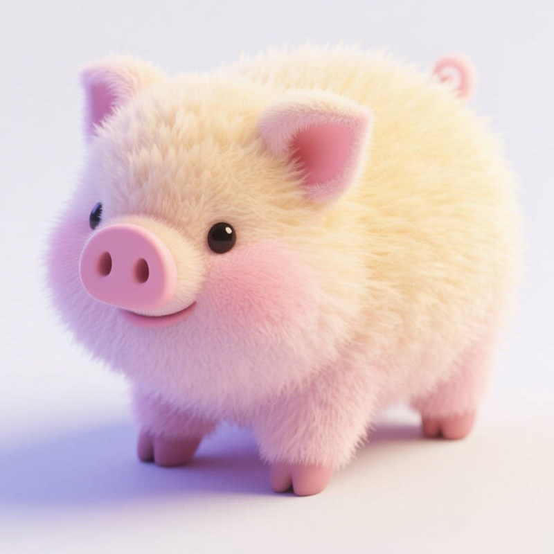 AI生成3D立体毛茸茸小猪~附提示词/咒语