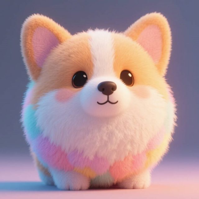 AI生成3D立体毛茸茸柯基~附提示词/咒语