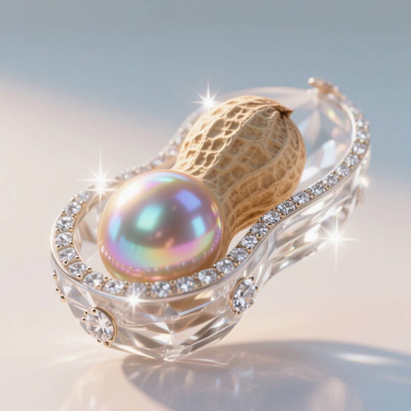 AI生成3D立体晶莹剔透花生~附提示词/咒语