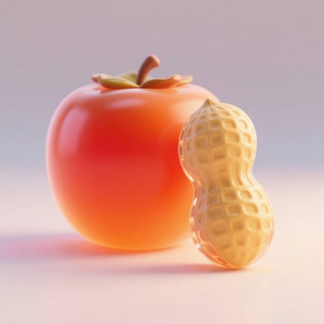 AI生成3D立体柿子花生图标~附提示词/咒语