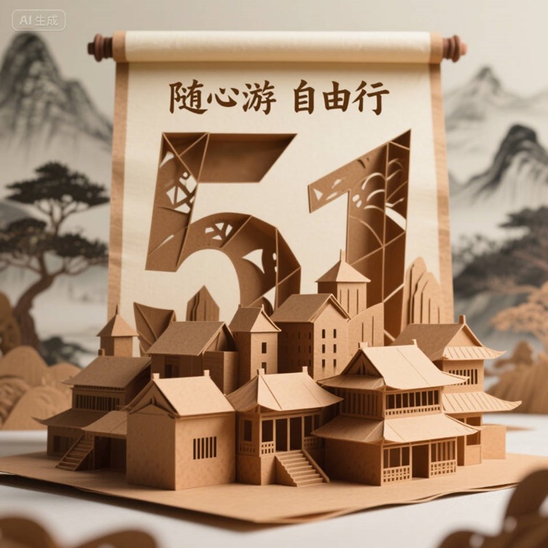 AI生成折纸园林风格3D海报~附提示词/咒语