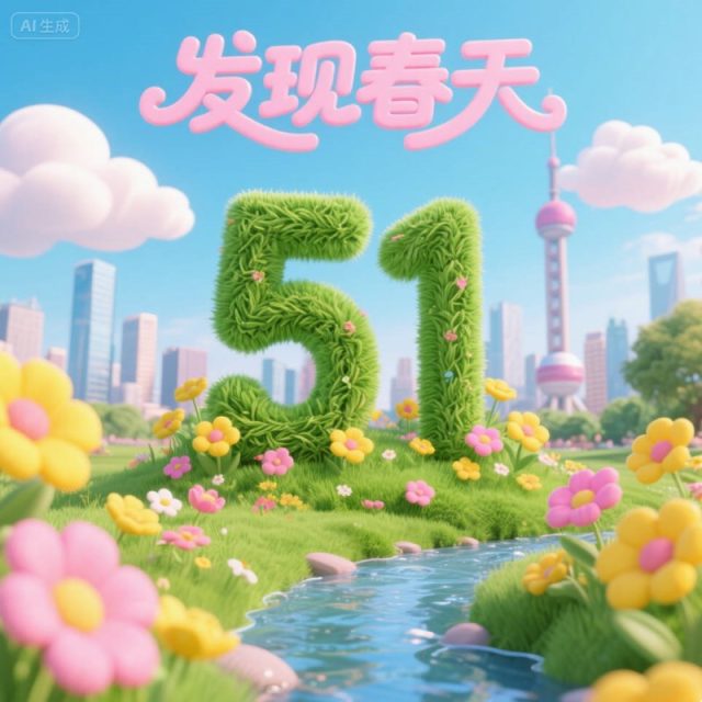 AI生成卡通风格春天3D海报~附提示词/咒语