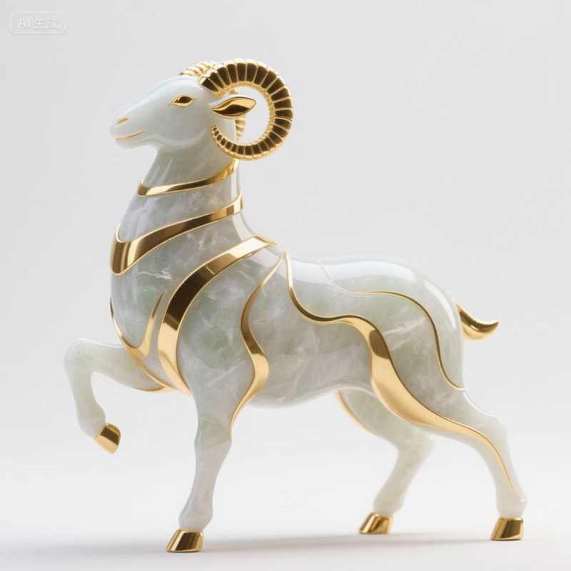 AI生成金镶玉材质动物3D海报~附提示词/咒语
