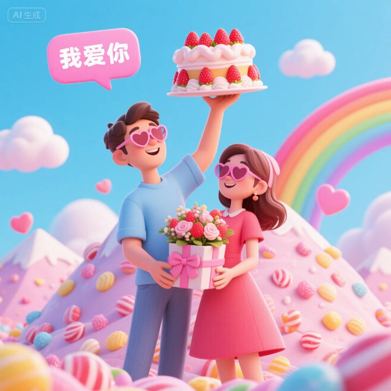 AI生成插画风格马克龙色系创意3D海报~附提示词/咒语
