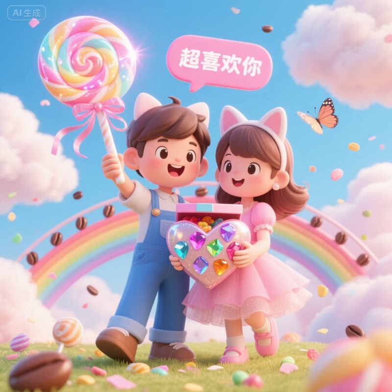 AI生成暖调柔光浪漫创意3D海报~附提示词/咒语