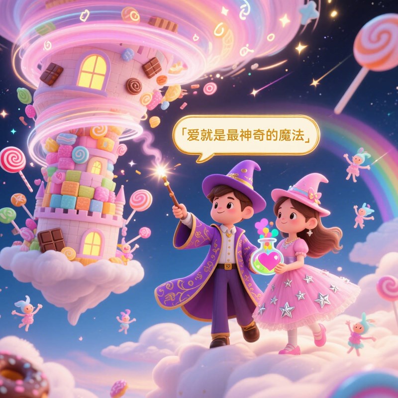 AI生成魔法城堡创意3D海报~附提示词/咒语