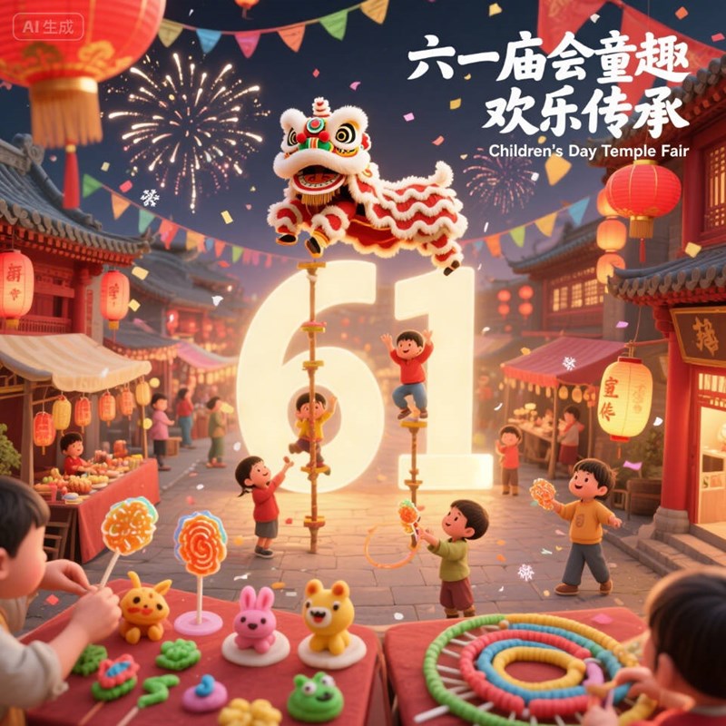 AI生成传统庙会创意3D海报~附提示词/咒语