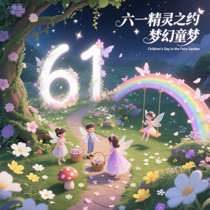 AI生成精灵花园秘境创意3D海报~附提示词/咒语