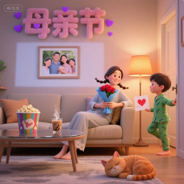 AI生成慵懒惬意居家氛围创意3D海报~附提示词/咒语