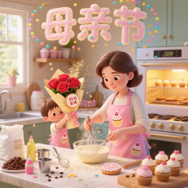 AI生成温馨厨房烘焙创意3D海报~附提示词/咒语