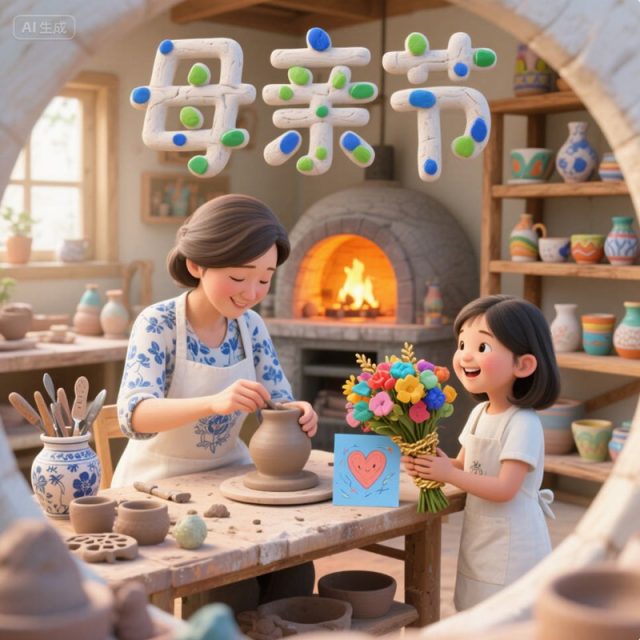 AI生成陶艺工作室创意3D海报~附提示词/咒语