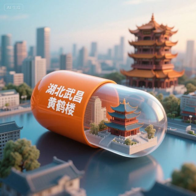 AI生成湖北武昌黄鹤楼创意微缩场景胶囊~附提示词/咒语
