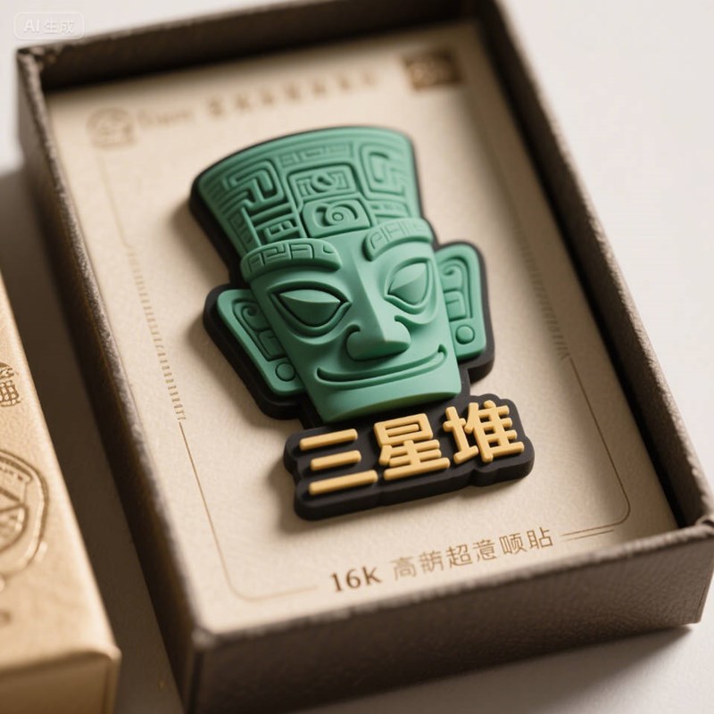 AI生成可艺术创意风格三星堆冰箱贴~附提示词/咒语
