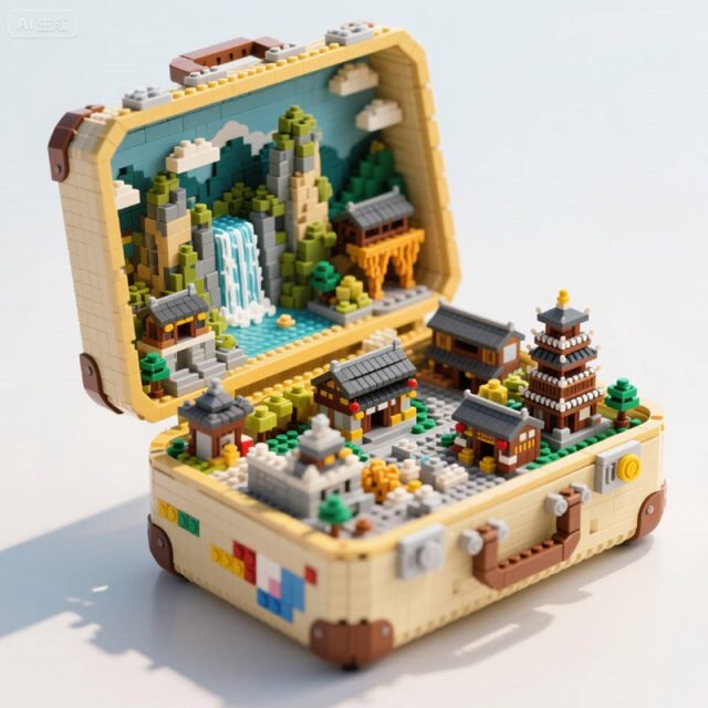 AI生成乐高积木贵州景观旅行箱~附提示词/咒语