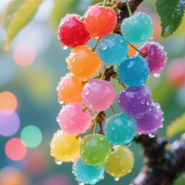 AI生成糖果色樱桃树~附提示词/咒语